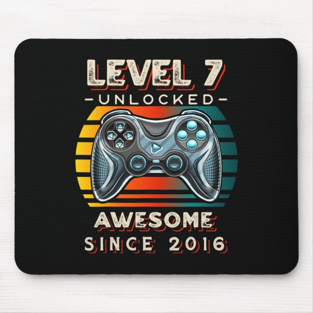 Tapis De Souris Niveau 7 Débloqué Jeu Vidéo Sept 7e Anniversaire 7 (Devant)