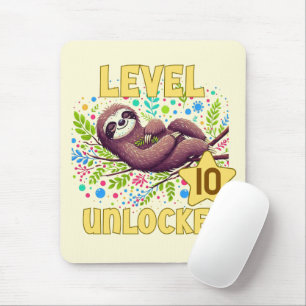 Tapis De Souris Niveau de Sloth Déverrouillé Anniversaire Gamer De
