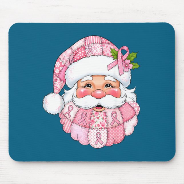 Tapis De Souris Nk Patchwork Santa Breast Cancer Awareness Christm (Devant)