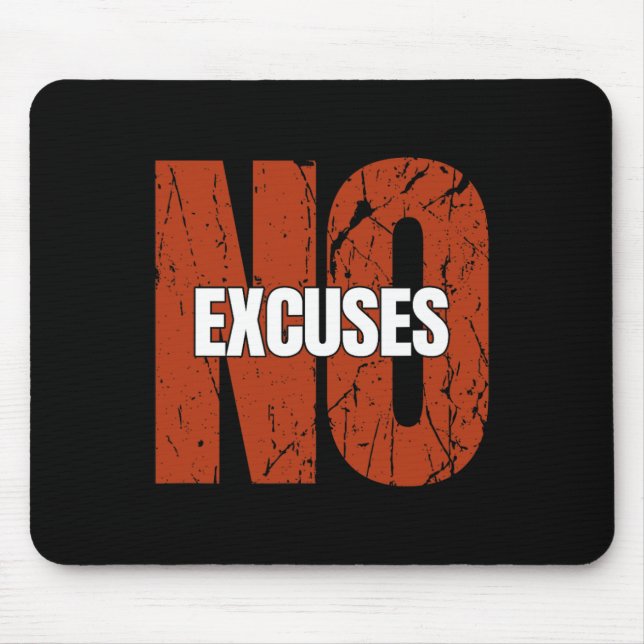 Tapis De Souris No Excuses Inspirational Saying Motivational Gym W (Devant)