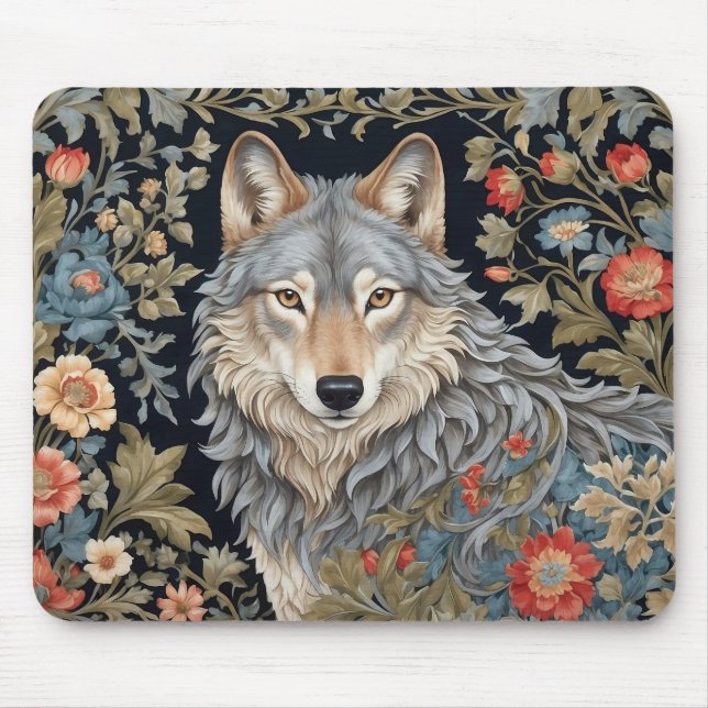Tapis De Souris Noble Grey Wolf William Morris Inspiré (Devant)
