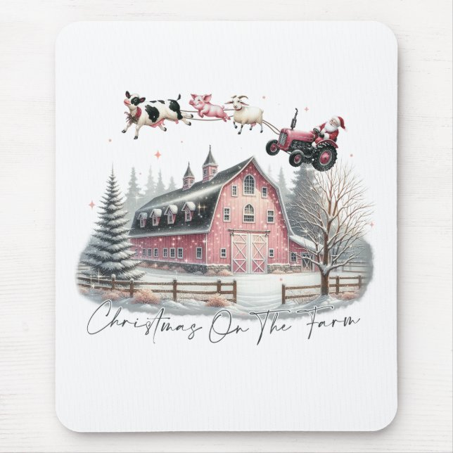 Tapis De Souris Noël à la ferme, Joyeux Noël (Devant)