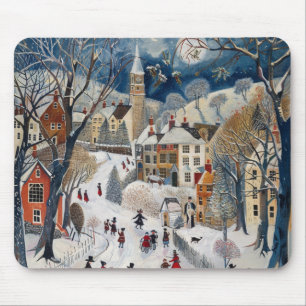Tapis De Souris Noël à l'ancienne en petite ville