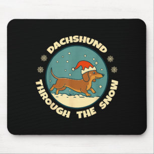 Tapis De Souris Noël affreux Dachshund à travers la neige Cadeau N