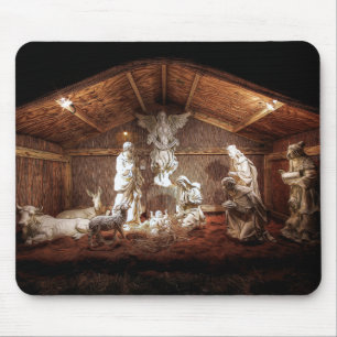Tapis De Souris Noël Avent Jésus Nativité Manger Scène