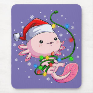 Tapis De Souris Noël Axolotl Santa Chapeau éclaire Japonais mignon