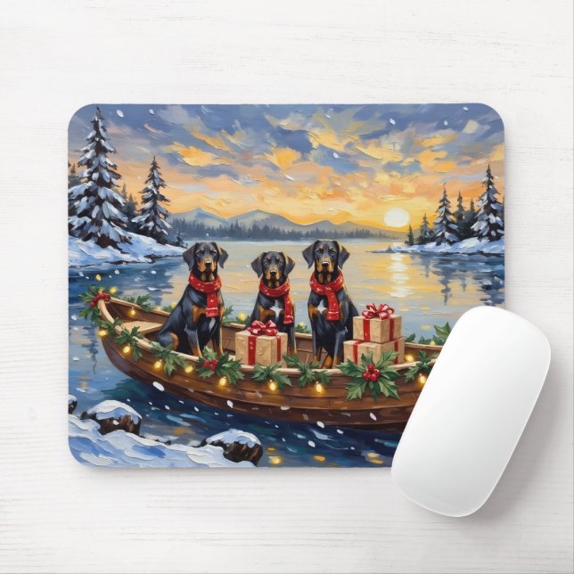 Tapis De Souris Noël Bateau de vacances Weimaraner (Avec souris)