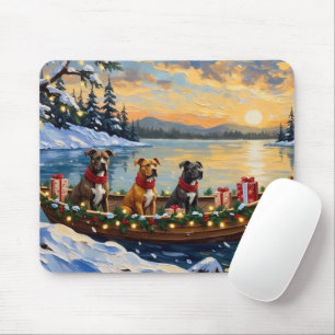 Tapis De Souris Noël Bateau Fête de Pitbull