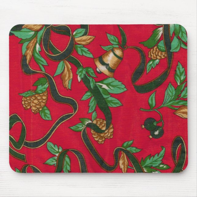 Tapis De Souris Noël Bells et cônes de pin (Devant)