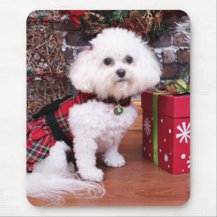 Tapis De Souris Noël - Bichon Frise - Mia