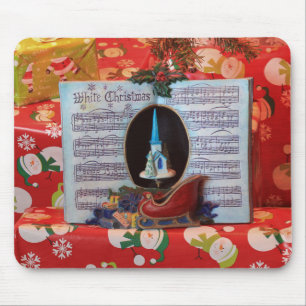 Tapis De Souris Noël blanc et Père Noël Sleigh