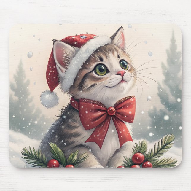 Tapis de souris Noël Chatons enneigés (Devant)