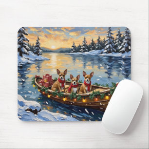 Tapis De Souris Noël Chihuahua Bateau Fêtes