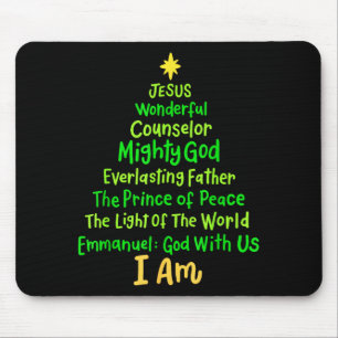 Tapis De Souris Noël chrétien Jésus Bible Noms Arbre de Noël Sh