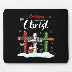 Tapis De Souris Noël Commence Avec Christ Snowman Christian Cro