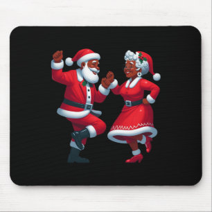 Tapis De Souris Noël Dancing Black African American Père Noël Mme.