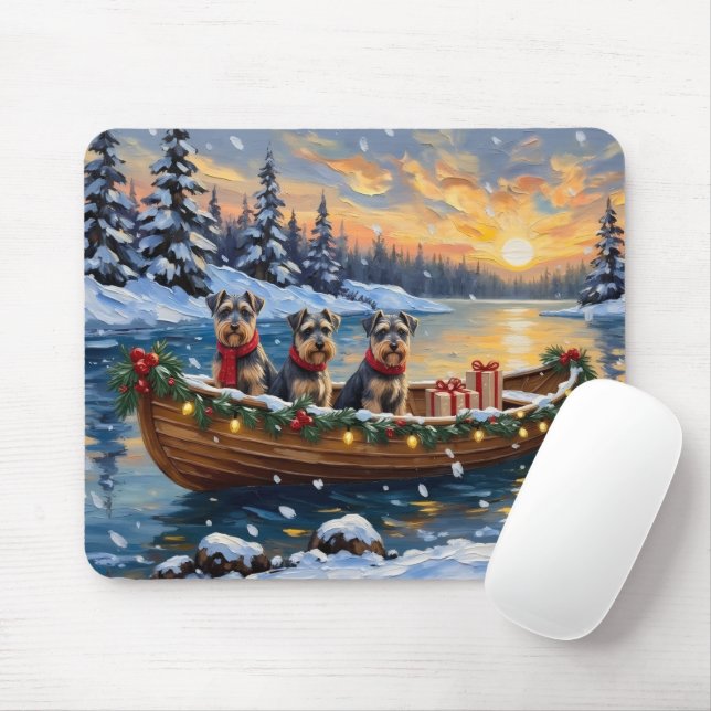 Tapis De Souris Noël de bateau de Schnauzer pour les Fêtes (Avec souris)