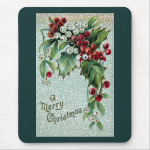 Tapis De Souris Noël de cru de houx et de gui