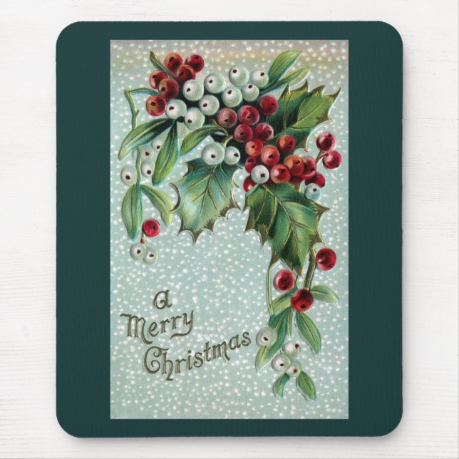 Tapis De Souris Noël de cru de houx et de gui (Devant)