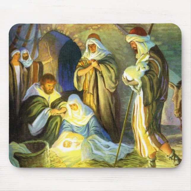 Tapis De Souris Noël de Manger Jésus Mousepad (Devant)