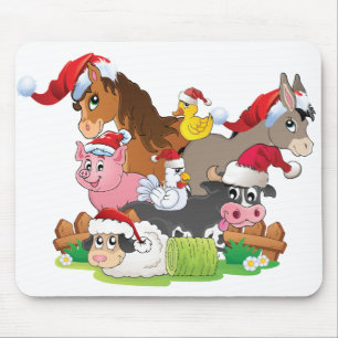 Tapis De Souris Noël des animaux de ferme