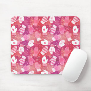 Tapis De Souris Noël d'hiver Mittens Motif en rose