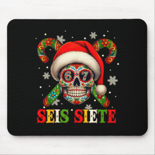 Tapis De Souris Noël Dia De Los Muertos Crâne de Sucre Seis Siet