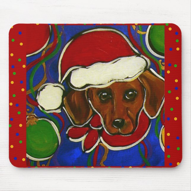 Tapis De Souris Noël Doxie (Devant)