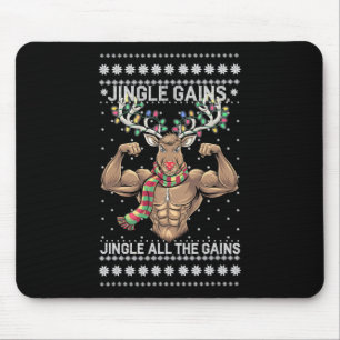 Tapis De Souris Noël drôle de travail de gym de rennes Jingle All