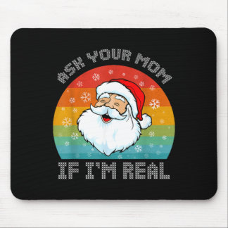 Tapis De Souris Noël drôle rétro santa demande à maman si je suis 