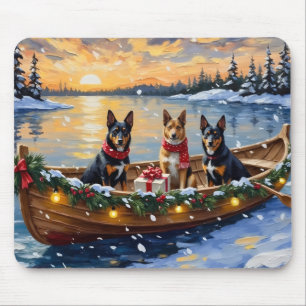 Tapis De Souris Noël en bateau avec un Malinois belge