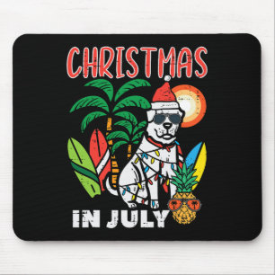 Tapis De Souris Noël en Juillet Amoureux de Chiens Plage Xmas Été