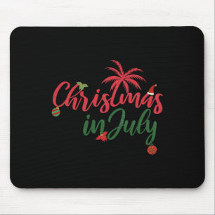 Tapis De Souris Noël en juillet avec des palmiers et des décoratio