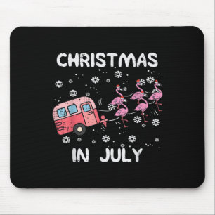 Tapis De Souris Noël En Juillet Flamant rose Trailer Été Noël Cam
