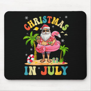Tapis De Souris Noël En Juillet Funny Père Noël Summer Beach Vacat