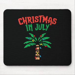 Tapis De Souris Noël en Juillet Lumières de Palmier Tropical Été