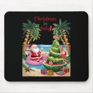 Tapis De Souris Noël En Juillet Pastèque Noël Plage Père Noël