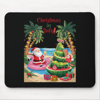 Tapis De Souris Noël En Juillet Pastèque Noël Plage Père Noël