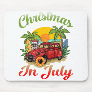 Tapis De Souris Noël en juillet Père Noël Surfing Summer ver2