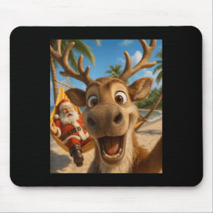 Tapis De Souris Noël En Juillet - Reindeer Selfie Père Noël Garys
