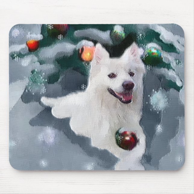 Tapis De Souris Noël Eskimo Chien américain (Devant)