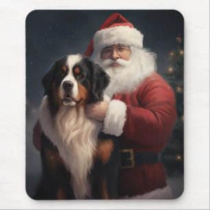 Tapis De Souris Noël festif du chien de montagne bernois du Père N