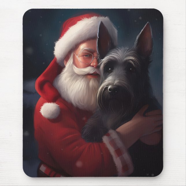 Tapis De Souris Noël festif écossais du Terrier Santa Claus (Devant)