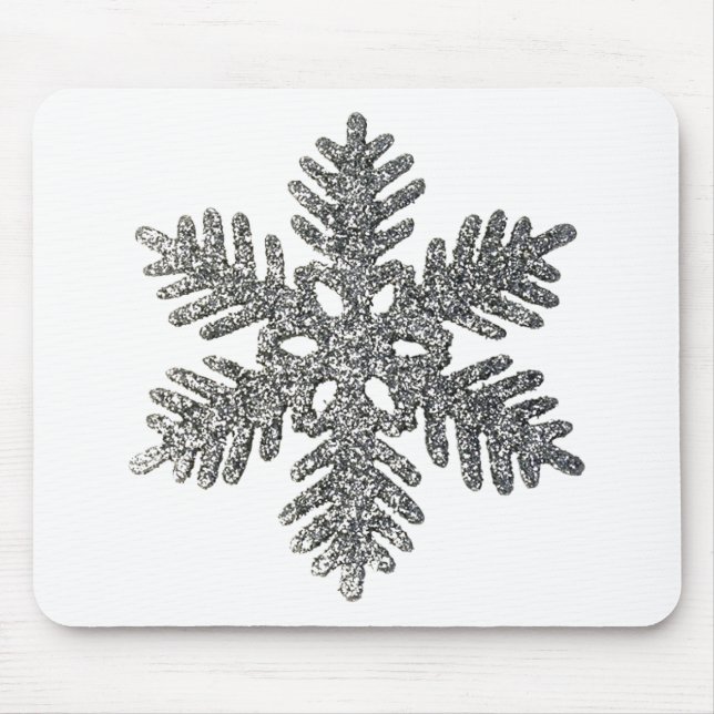 Tapis De Souris Noël Fête Silver Snowflake Star Design. (Devant)