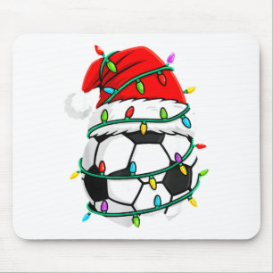 Tapis De Souris Noël Football Chapeau de Père Noël Lumières Père N