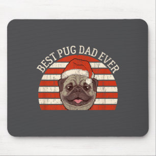 Tapis De Souris Noël Hommes Rétro Vintage Chien Pug Papa Toujours