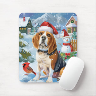 Tapis De Souris Noël Joie de vivre en pays Beagle