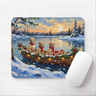 Tapis De Souris Noël Labrador Retriever Bateau Fêtes