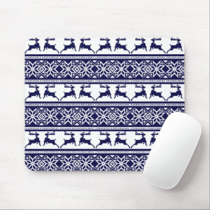 Tapis De Souris Noël, le bleu et le blanc scandinave
