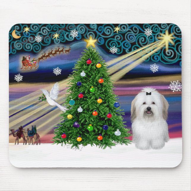Tapis De Souris Noël Magique Coton De Tulear (Devant)